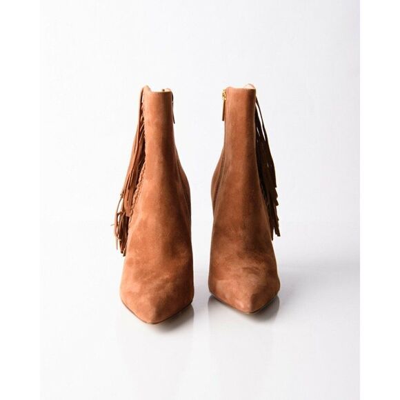 Veronica Beard Nyomi Womens Brown Suede Ankle Boots Booties Fringe 6.5 Eu 36.5 - Picture 4 of 9